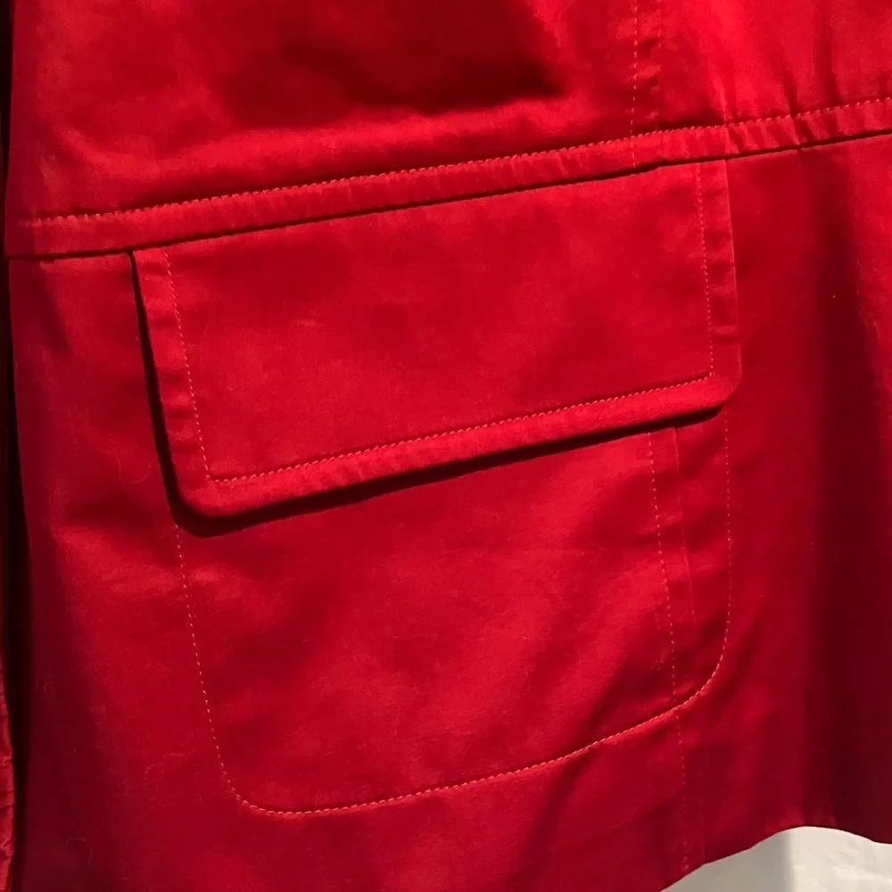 Talbots Women’s Red 3/4 Sleeve HiddenSnap Front 16WP Ruffle Hem Blazer-Jacket